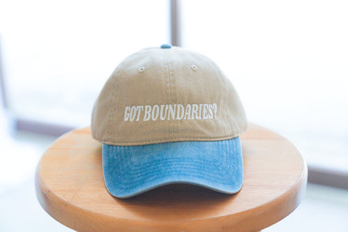 Khaki & Denim Cap — “Clear Lines, Clear Mind”